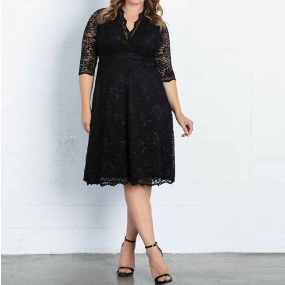 Kiyonna Mademoiselle Lace Cocktail Dress Black 4x - Like New